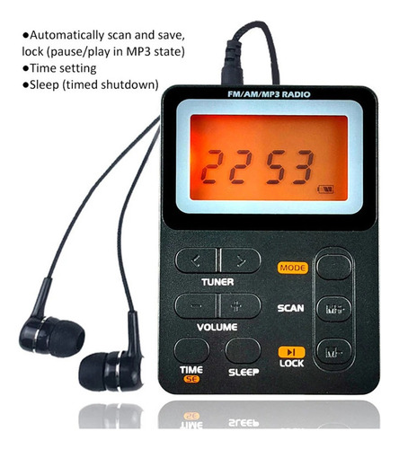 Radio Am Fm Portátil Recargable Y Reproductor De Mp3