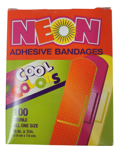 Vendas Adhesivas De Neon, Colores Surtidos, 3/4  X 3 , 100/b