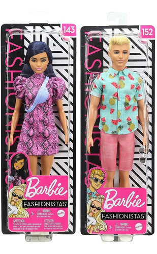 Casal 2 Barbie Ken Fashionistas 143 Latina 152 Ken Loiro