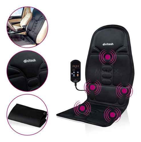 Masajeador Para Asiento Cojín Con Calor Y Control Divitech®