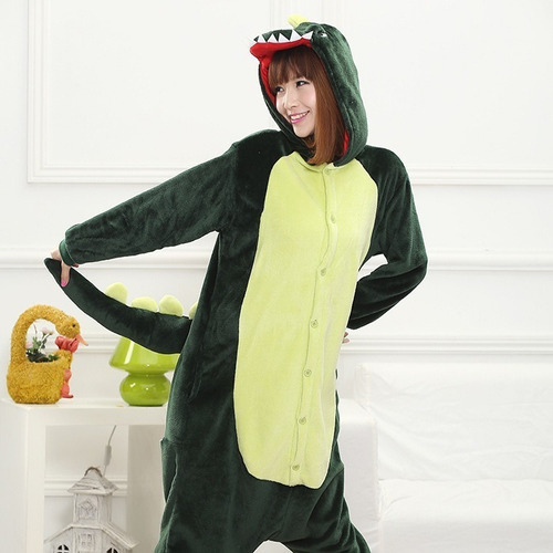 Pijama Onesie Dinosaurio Verde - Rosado Importada Original