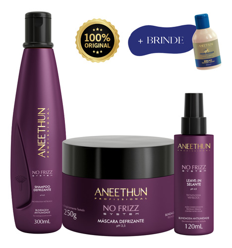 Kit Shampoo + Máscara + Finalizador Linha No Frizz Aneethun