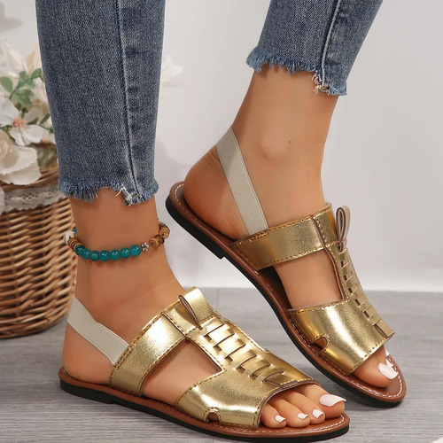 Sandalias De Mujer Con Punta Abierta Y Parte Inferior Plana