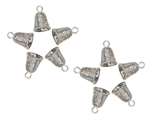 10 Piezas Colgante De Forma Campana Color Plata Antigua Para
