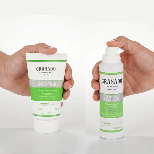 Kit Espuma De Barbear +shampoo Barba Cabelo E Bigode 150 Ml