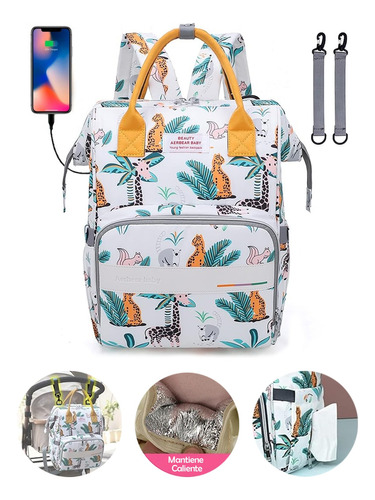 Pañalera Morral De Lujo Con Diseños Estampados Y Usb 