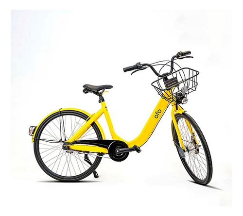 Bicicleta De Paseo Ofo 26 Amarilla Urbano Con Canasta