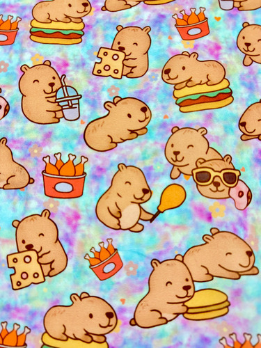 Tela Tropical Mecánico Estampado Capibaras-nueva Colección Estampado Capibaras