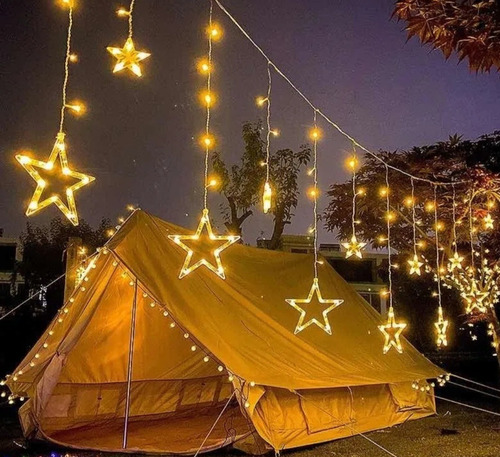 Imagen 1 de 6 de Cortina Luz Led Estrellas Exterior Cumpleaños Evento Navidad