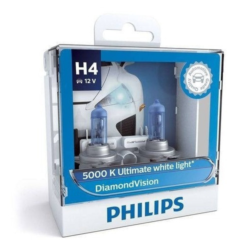 Philips Diamond Vision 5000k H4 Super Branca Top - Original 