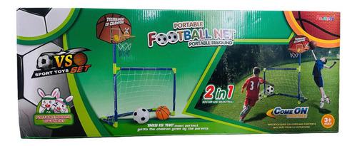 Mini Arco De Fútbol + Aro Básquetbol +2 Pelota Juguete Niños