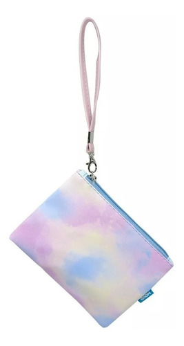 Estojo Necessaire Flat Com Alça Tie Dye Aquarela Arco Iris