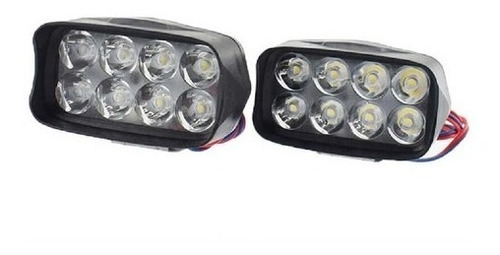 Kit X 2 Faros Auxiliar 8 Led Moto Cuatriciclo Luz 12w 1200lm