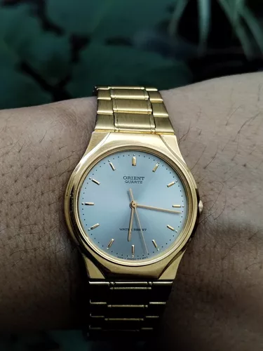 Reloj Orient Dorado Quat Vintage Los Años 80 Impecable