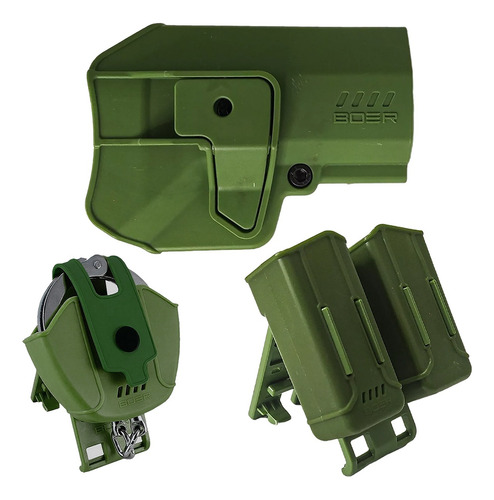 Imagen 1 de 10 de Funda Pistolera Mini Porta Cargador Doble Porta Esposas Boer
