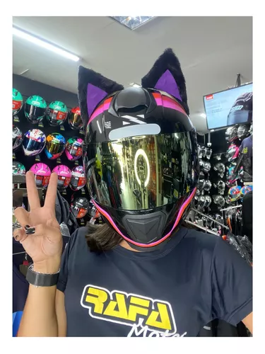 Orelhinhas de gato para capacete, feito com material plástico ABS Premium.  Cada orelhinha pesa 12 gramas, e já vai com fita dupla face fixa forte., By Gata do Asfalto