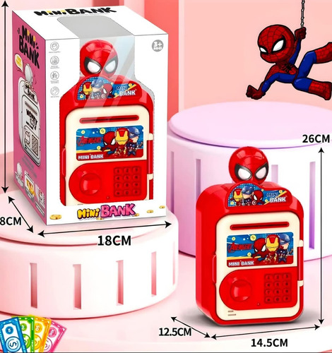 Alcancía Electrónica Cabeza Giratoria Spiderman Avengers Atm