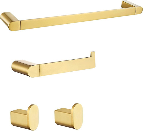 Juego De Accesorios De Baño 4 Piezas - Dorado Cepillado 