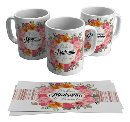 Caneca Melhor Madrinha Do Mundo Dinda Presente Afilhado