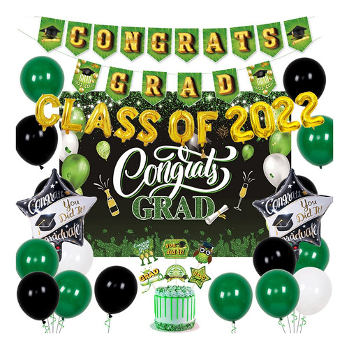 Decoracion Graduacion 2022 Clase Suministro Fiesta Verde