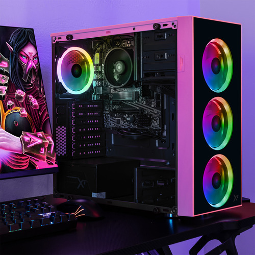 Xtreme Pc Gaming Amd Radeon Vega Renoir Ryzen 7 5700g 16gb Ssd 1tb Monitor Curvo 23.8 100hz Wifi Dragonfly Pink