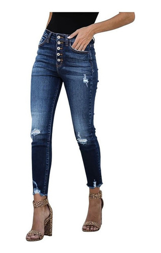 Jeans Mujer Cintura Alta Elástico Vintage Pequeño