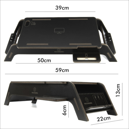 Imagen 9 de 9 de Soporte Base Eleva Monitor Pc-notebook Con Porta Celular