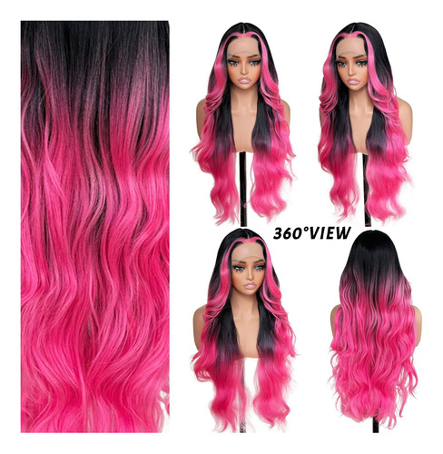 Peluca De Encaje De Peluca De Color Rosa Sisgrace Wigs Ola Y