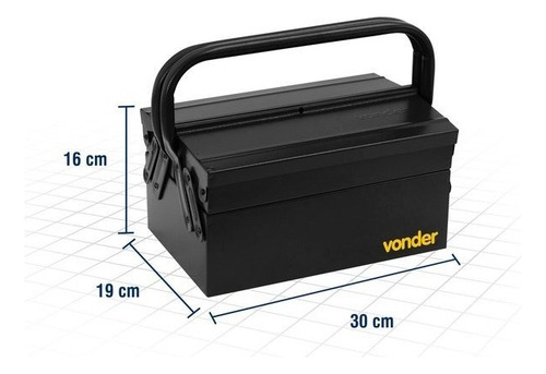 Caixa De Ferramentas Sanfonada Preta Com 3 Gavetas | Vonder