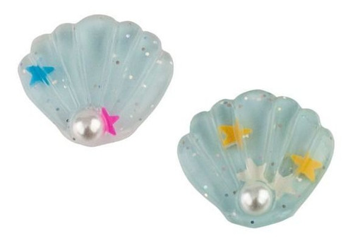 Imagen 3 de 3 de 12 Apliques De Resina Concha Azul Bebé Con Perla 3 Cm