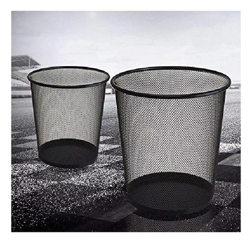 Papelera Metálica Cubo De Basura Calada De Oficina Env