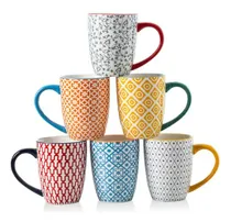 Comprar Set De 6 Tazas De Cerámica 16 Oz - Apta Microondas Y Lavavaj