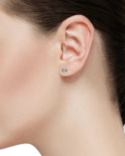 Broqueles Oro Blanco 14k C/ 15pts De Diamante