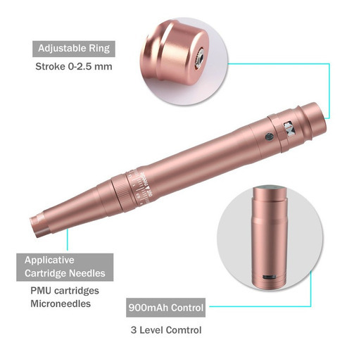 Máquina tudo-em-um para bordar tatuagens e sobrancelhas cor-de-rosa