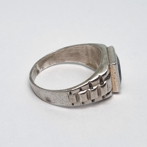 Imagen 3 de 7 de Anillo Plata Tipo Sello Cuadrado Con Piedra Azul