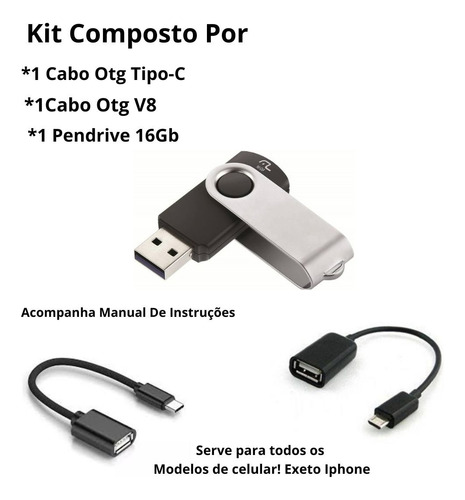 Kit Para Passar Musica Do Celular Para O Pendrive Cabo Otgv8