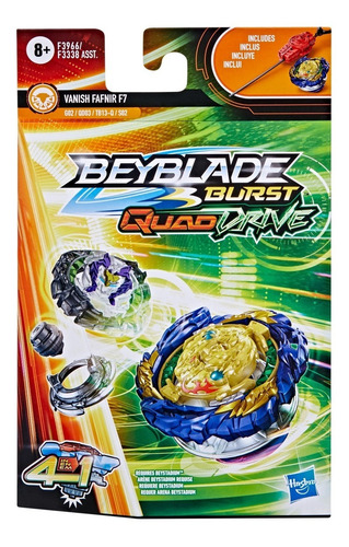 Imagen 1 de 3 de Beyblade Quaddrive Vanish Fafnir F7 Trompo + Lanzador Hasbro