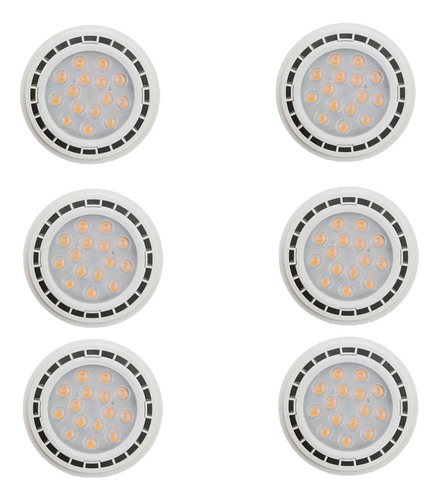 Combo X6 Lampara Luz Led Ar111 Gu10 12w Cálida Dimerizable