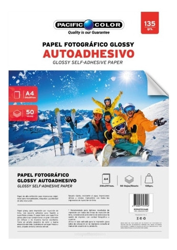 Papel Fotográfico Adhesivo 50 Hojas Tamaño A4 135grs - Ps