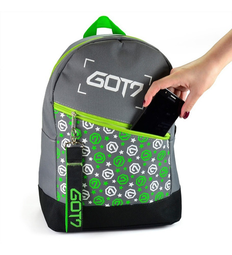Imagem 3 de 8 de Mochila Bolsa Escolar Kpop + Estojo + Chaveiro Got7 Logos