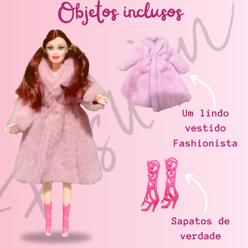Kit Boneca Princesa Ruiva C/casaco 6 Lindos Vestidos De Gala