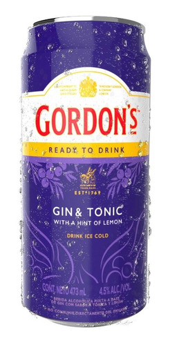 Gin Tonic Gordons Lata Trago Listo Preparado Ready Drink