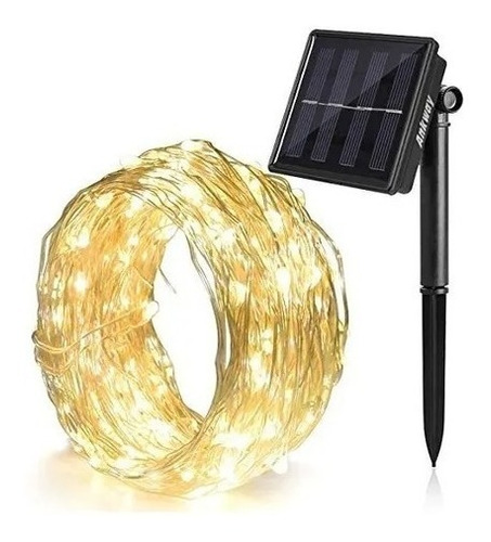 Imagen 2 de 10 de Guirnalda 200 Led Alambre Hada Led Boda 20mts Calido Solar