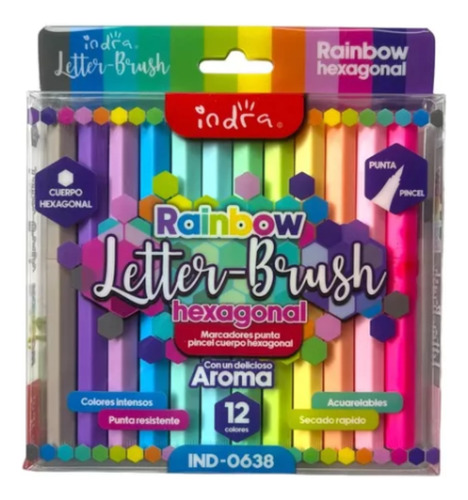 Marcadores Básicos Letter Brush Indra Aroma 12 Pz