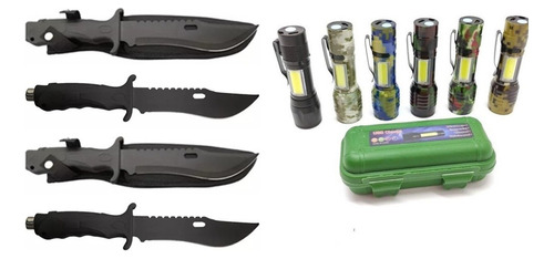 Cuchillo Columbia Tactico Militar + Linterna Led Usb C/ Zoom