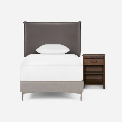 Set Respaldo+velador Rosen Maurice Tela Chocolate 1,5 Plazas