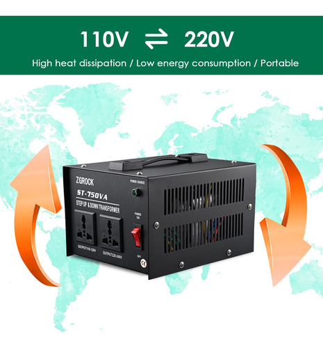 Transformador De Voltaje Zgrock 750w 110v A 220v/220v A 110v