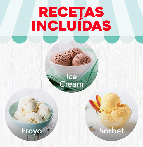 Máquina para helado personal con cuchara Dash color blanco y rojo 127V