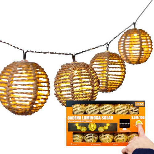 Set Cadena Luminosa Led Solar 3,6m 10 Luces Led Guirnalda