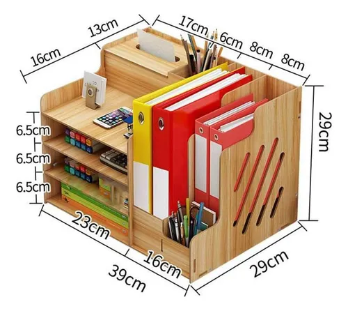 Caja Estante Organizador Multifuncional Home Office Madera